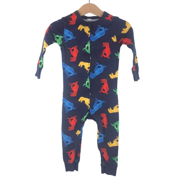 Cat & Jack and Old Navy set of 2 One Piece Pijamas Rainbow and Dinosaur Print 18 - Picture 7 of 9
